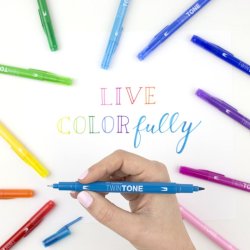 Tombow Marker - TwinTone - rund + brush spids - 0,3 mm + 0,8 mm - French blue