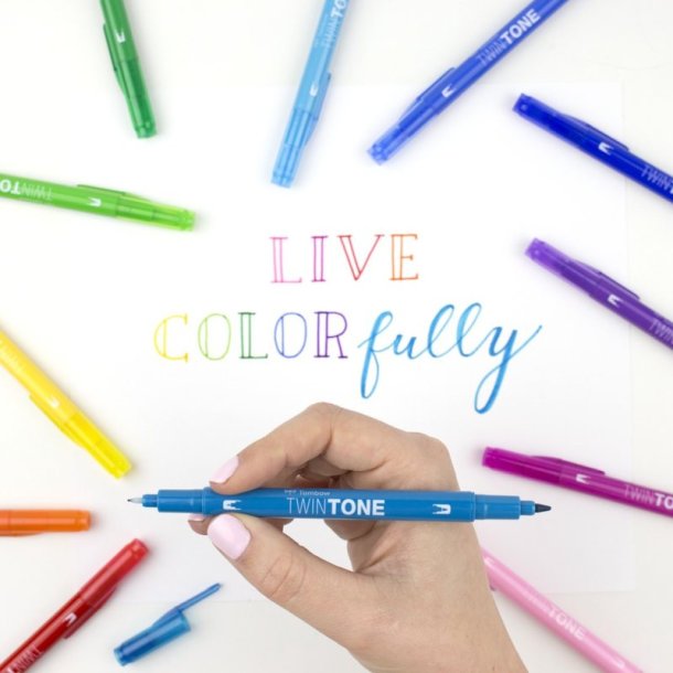 Tombow Marker - TwinTone - rund + brush spids - 0,3 mm + 0,8 mm - French blue