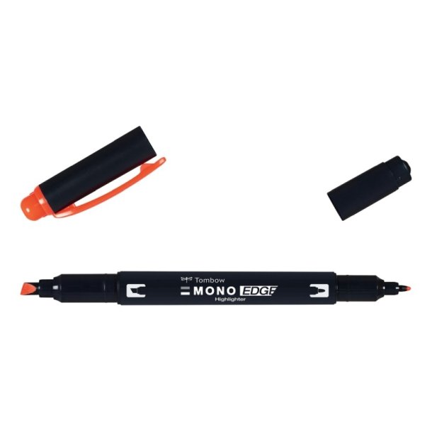 Tombow Overstregningspen - MONO Edge - rund + bred spids - 0,5 mm + 3,8 mm - orange