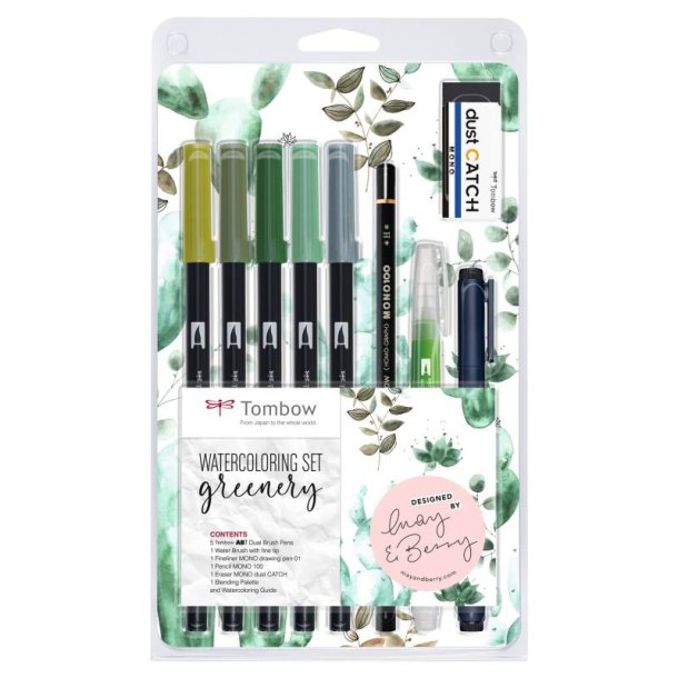 Tombow Marker - ABT Dual Brush - akvarel st - Greenery - 9 stk.