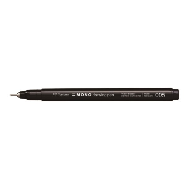 Tombow Fineliner Mono - lang rund Spids - 0,20 mm - sort