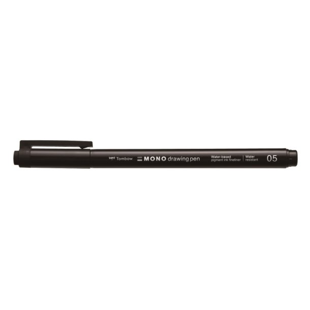 Tombow Fineliner Mono - lang rund Spids - 0,45 mm - sort