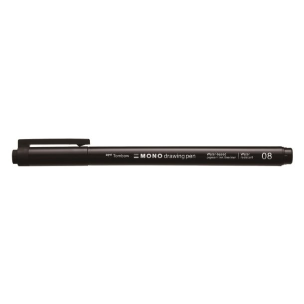 Tombow Fineliner Mono - lang rund Spids - 0,60 mm - sort