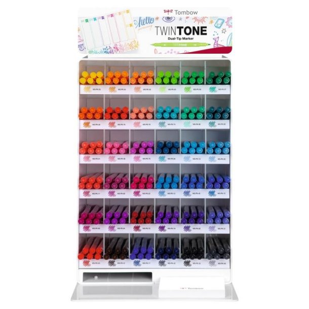Tombow Marker - TwinTone - indhold - til Modular display - 6 assorteret farver - 216 stk.