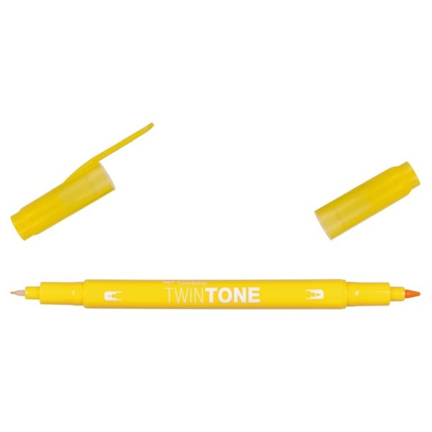 Tombow Marker - TwinTone - rund + brush spids - 0,3 mm + 0,8 mm - yellow