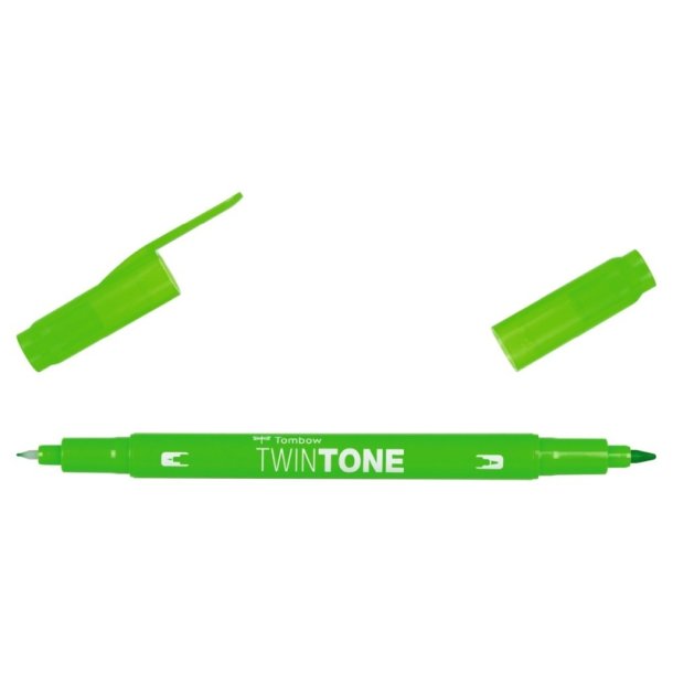 Tombow Marker - TwinTone - rund + brush spids - 0,3 mm + 0,8 mm - yellow green