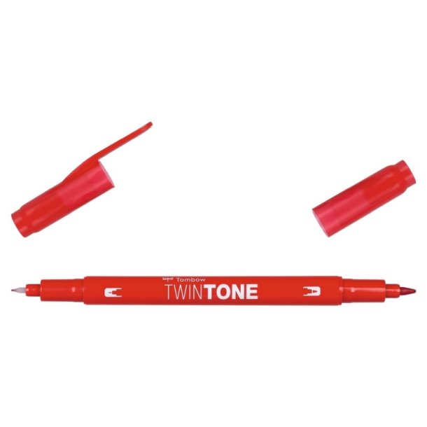 Tombow Marker - TwinTone - rund + brush spids - 0,3 mm + 0,8 mm - red