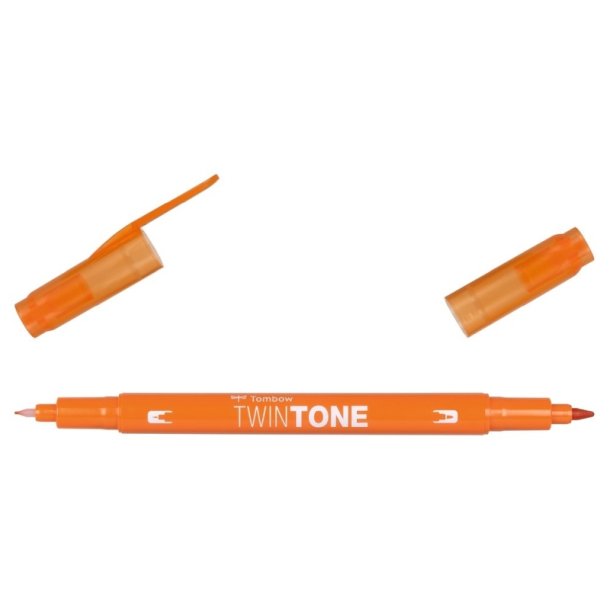 Tombow Marker - TwinTone - rund + brush spids - 0,3 mm + 0,8 mm - orange