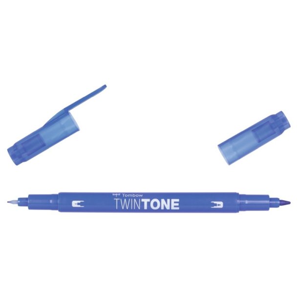 Tombow Marker - TwinTone - rund + brush spids - 0,3 mm + 0,8 mm - French blue