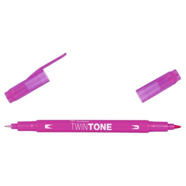 Tombow Marker - TwinTone - rund + brush spids - 0,3 mm + 0,8 mm - fuschsia pink