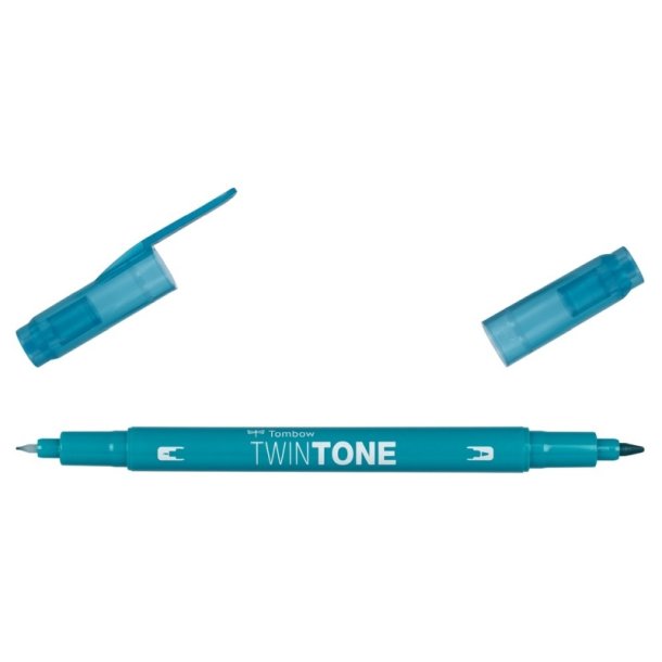 Tombow Marker - TwinTone - rund + brush spids - 0,3 mm + 0,8 mm - turquoise blue