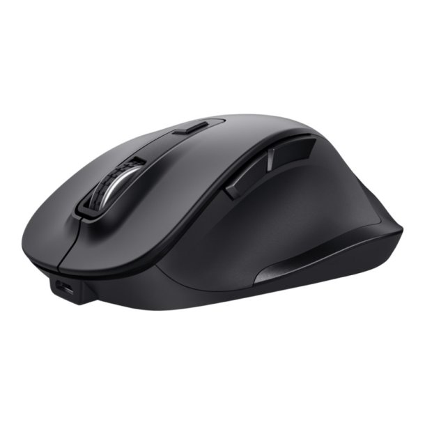 Trust Fyda Comfort - Mus - ergonomisk - eco - hjrehndet - 6 knapper - trdls - sort