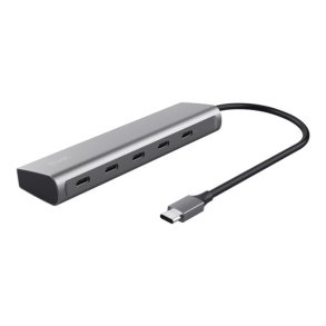 Trust Halyx Hub - 1 x USB-C (gennemlb) + 4 x USB-C 3.2 Gen 1 - desktop