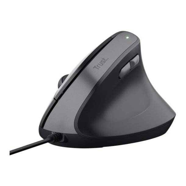 Trust Bayo II Lodret mus - ergonomisk - hjrehndet - 6 knapper - kablet - USB-A - sort