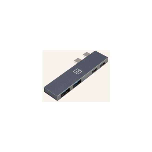 4-i-1 type-C-hub med USB 3.0 + USB-C PD til MacBook Pro/Air - gr