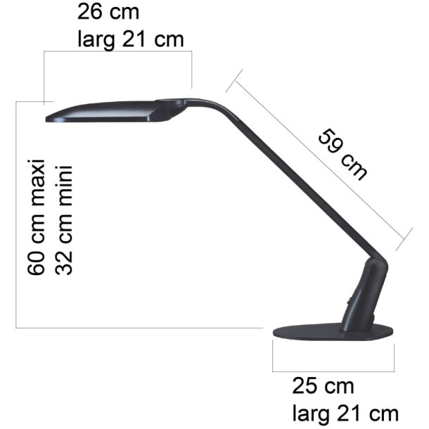 Unilux Skrivebordslampe DUO LED Lampe - sort roterbar kontorlampe