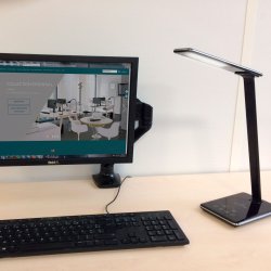 Unilux Skrivebordslampe Linka - Sort foldbar LED kontorlampe