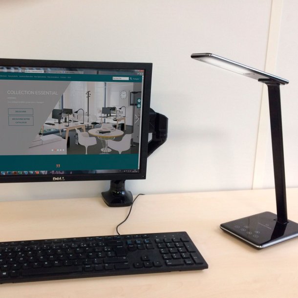 Unilux Skrivebordslampe Linka - Sort foldbar LED kontorlampe