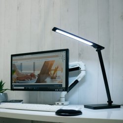Unilux Skrivebordslampe Novy - Sort foldbar LED kontorlampe