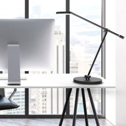 Unilux Skrivebordslampe Sunlight - Sort LED kontorlampe med cirkadisk lysstyring