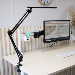 Unilux Skrivebordslampe Swingo - Sort ergonomisk LED kontorlampe