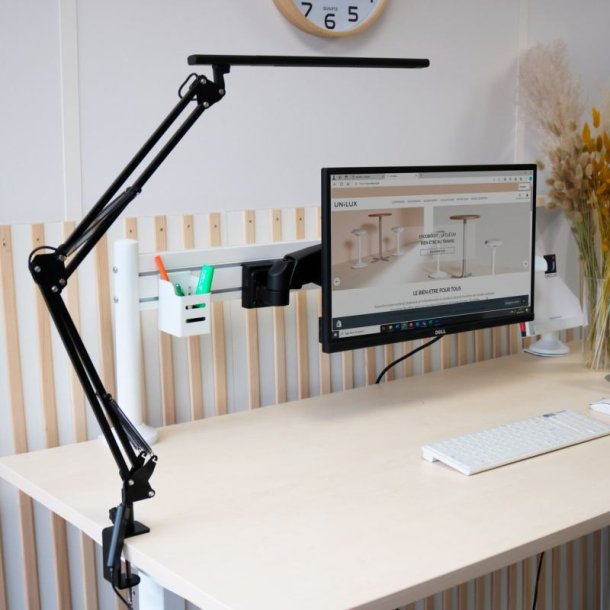 Unilux Skrivebordslampe Swingoled 2.0 - Sort fleksibel LED kontorlampe