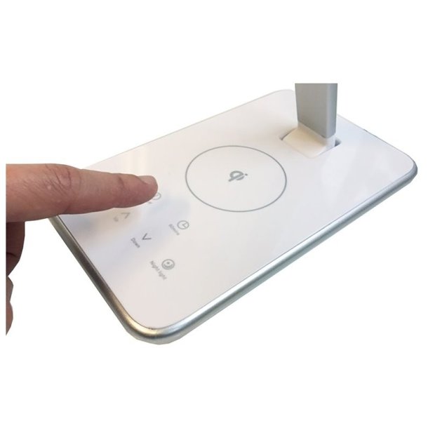 Unilux Jazz bordlampe - hvid/slv LED kontorlampe - opladning