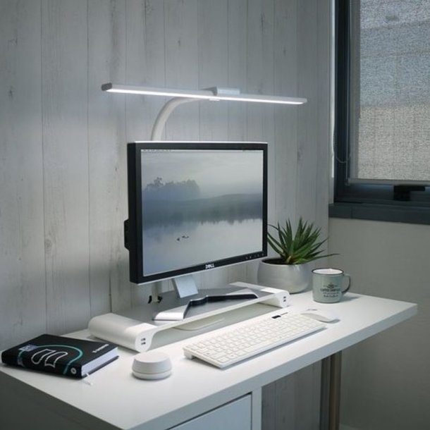 Unilux Skrivebordslampe Strata Base - hvid dmpbar LED kontorlampe