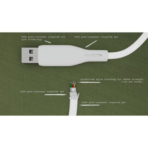 Upstr&ouml;m &Euml;ssentials 60W kabel - USB-A til USB-C - 1.2m - 480 Mbps - 100% genbrugt plast