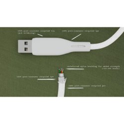 Upstr&ouml;m &Euml;ssentials 60W kabel - USB-A til USB-C - 2.5m - 480 Mbps - 100% genbrugt plast