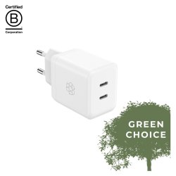 Upstr&ouml;m &Euml;ssentials 35W GaN Charger - Dual USB-C - 100% genbrugt plast