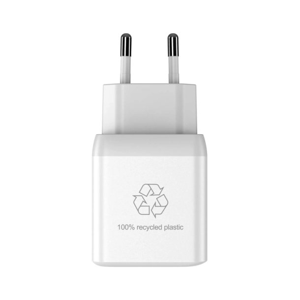 Upstrm AC oplader - 2 x USB-C - 35W - hvid - genanvendt plast - EU