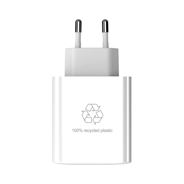 Upstrm AC oplader - USB-C 65W + USB-A -18W - hvid - genanvendt plast - EU