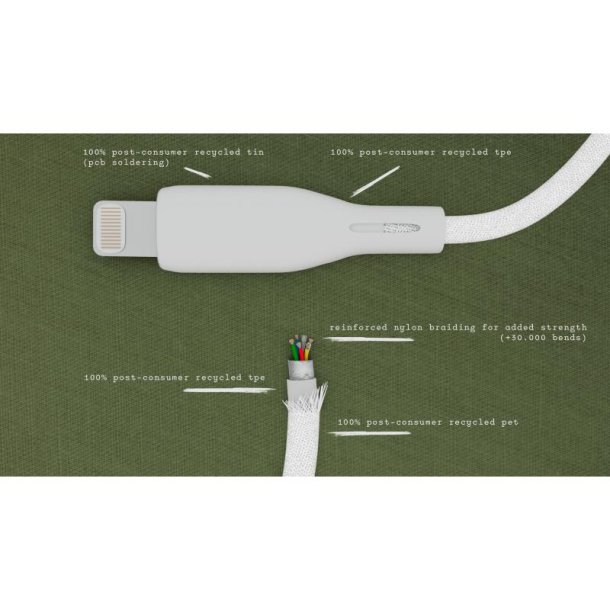 Upstr&ouml;m &Euml;ssentials MFI - Lightning til USB-C kabel - 1.2m - 100% genbrugt plast