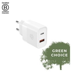 Upstr&ouml;m &Euml;ssentials 30W oplader - USB-A og USB-C - 100% genbrugt plast