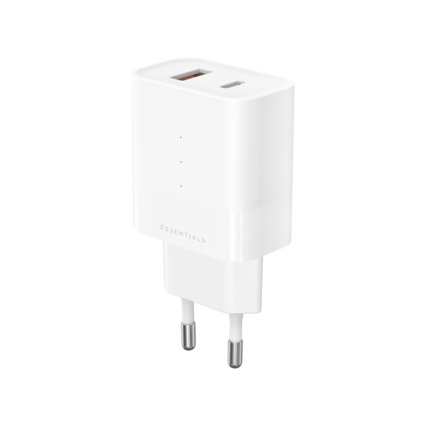 Upstr&ouml;m &Euml;ssentials 30W oplader - USB-A og USB-C - 100% genbrugt plast