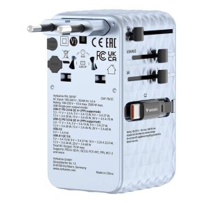 Verbatim - Charge 'n' Travel 70W 2C retractable Universal Travel Adapter Blue - Universal - AC - 1 - 14 - Indoor - 4