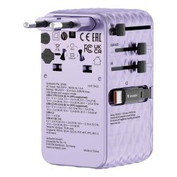 Verbatim - Charge 'n' Travel 70W 2C retractable Universal Travel Adapter Purple - Universal - AC - 1 - 14 - Indoor - 4