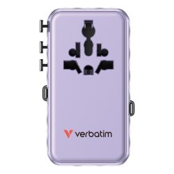 Verbatim - Charge 'n' Travel 70W 2C retractable Universal Travel Adapter Purple - Universal - AC - 1 - 14 - Indoor - 4