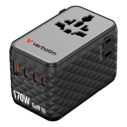 Verbatim - Charge 'n' Travel 170W Universal Travel Adapter Sort - Universal - AC - 1 - 3 - 14 - Indoor