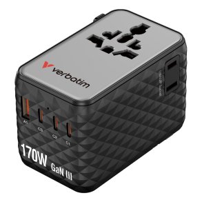 Verbatim - Charge 'n' Travel 170W Universal Travel Adapter Sort - Universal - AC - 1 - 3 - 14 - Indoor