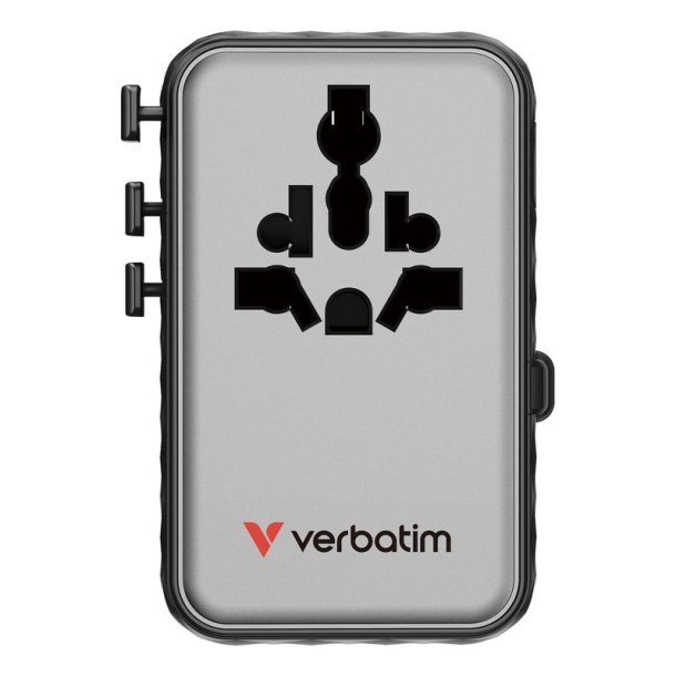 Verbatim - Charge 'n' Travel 100W Universal Travel Adapter with retractable cable Sort - Universal - AC - 2 - 14 - Indo