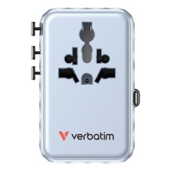 Verbatim - Charge 'n' Travel 100W Universal Travel Adapter with retractable cable Blue - Universal - AC - 2 - 14 - Indoo