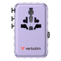 Verbatim - Charge 'n' Travel 100W Universal Travel Adapter with retractable cable Purple - Universal - AC - 2 - 14 - Ind
