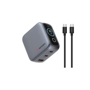 Verbatim - Mini GaN Charger 65W with Display - Universal - AC - 2 - 1 - Power Delivery 3.0, Quick Charge 3.0 - Indoor