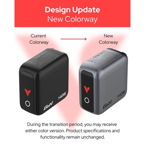 Verbatim - Mini GaN Charger 140W with Display - Universal - AC - 3 - 1 - Power Delivery 3.0, Quick Charge 3.0 - Indoor