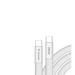 Verbatim - Sync & Charge SoftTouch Cable 60W USB-C to USB-C | 120cm | Hvid - USB 2.0 - USB C - Male - Straight - Thermo