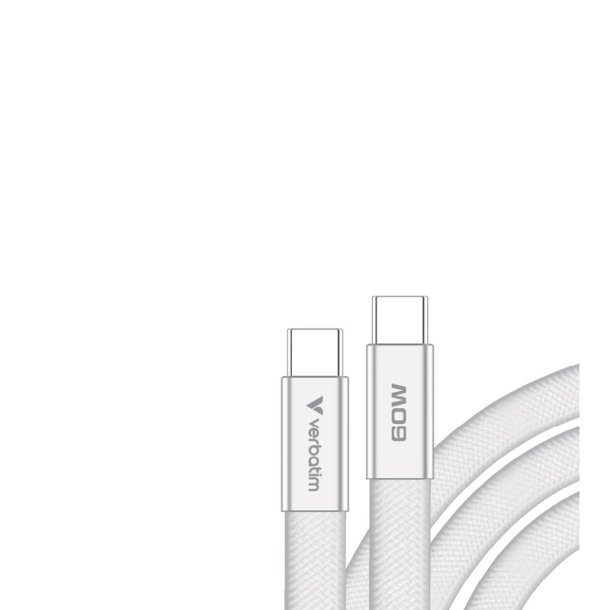 Verbatim - Sync & Charge SoftTouch Cable 60W USB-C to USB-C | 120cm | Hvid - USB 2.0 - USB C - Male - Straight - Thermo