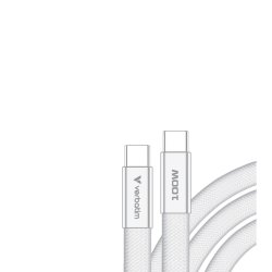 Verbatim - Sync & Charge SoftTouch Cable 100W USB-C to USB-C | 120cm | Hvid - USB 2.0 - USB C - Male - Straight - Therm