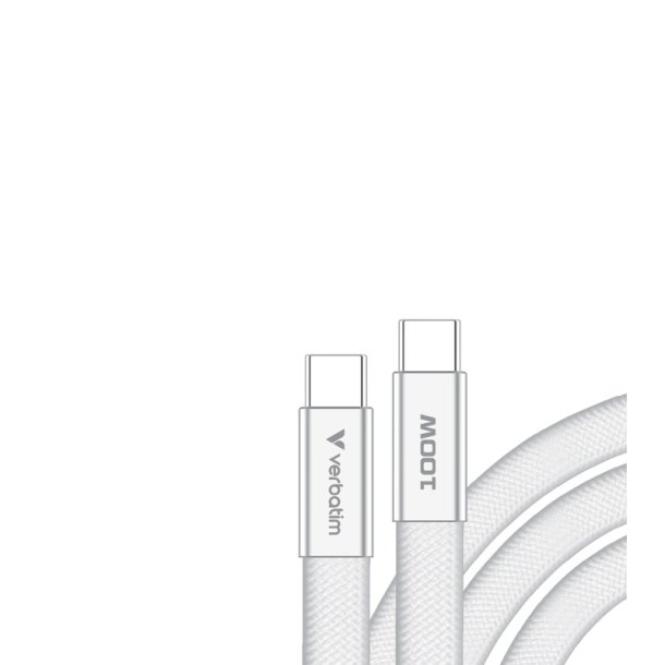 Verbatim - Sync & Charge SoftTouch Cable 100W USB-C to USB-C | 120cm | Hvid - USB 2.0 - USB C - Male - Straight - Therm